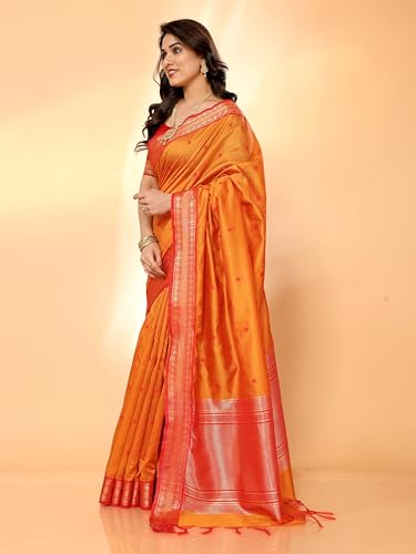 Image of Sidhidata Women's Cotton Silk Jacquard Boardered Saree With Unstitched Blouse Piece (Kalyani)