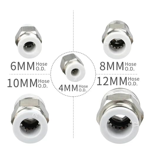 Conectores neumáticos PL codo macho de 1/2 con inserción rápida para mangueras de aire de 10mm 6