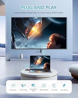 Émetteur et Récepteur HDMI sans Fil 1080P, 5.8G Transmission Rapide, Transmetteur HDMI sans Fil pour Streaming Vidéo Audio File pour Ordinateur Portable/PC/TV vers Un Moniteur/HD TV/Projecteur - 50M