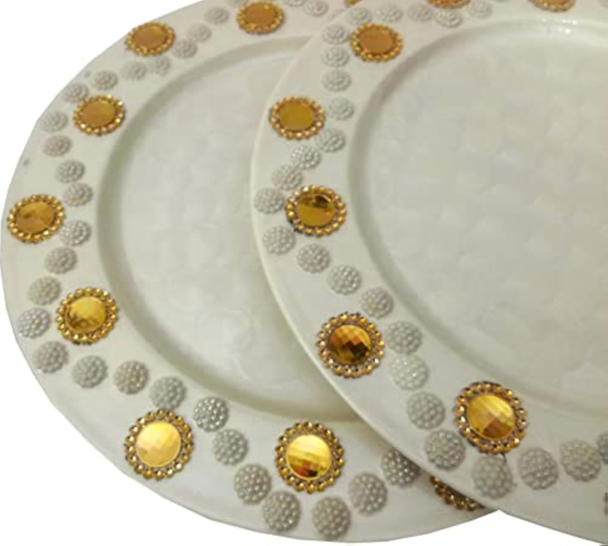 Multipurpose Handcrafted Golden Floral Design Serving Plate