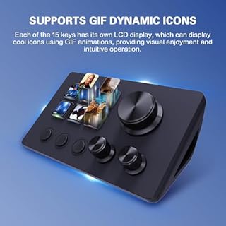 ActionRing Streaming Macro Keypad, Stream Controller Deck, Gaming Shortcut Keyboard, with Customizable 6 LCD Shortcut Keys, 3 Buttons and 3 Knobs, Trigger Actions in OBS/Twitch/YouTube, Windows 10/Mac14.0 (N3 Black)