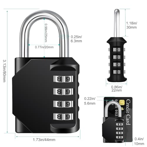 Image of Combination Lock 2 Pack, 4 Digit Combination Padlock Outdoor, School Lock, Gym Lock Red and Black Lock