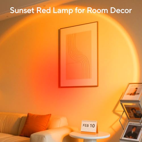 Image of Neroupe Sunset Lamp Projector for Girls, Sunset Red Color Led Lamp Mood Lighting Night Light, 180 Adjustable Sunset Lamps for Living Room Decor /Home Decor /Bedroom Decor /Party