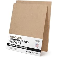 Chipboard Sheets 8.5" x 11", Pack of 50 - USA-Made Cardboard Sheets for Scrapbooking, Framing - Heavy-Duty 0.022" Thickness Brown Cardstock - Chip Board Pads for Crafts, DIY Projects by IDL Packaging