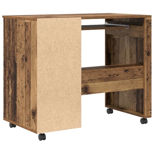Bureau informatique marron avec tiroirs et roulettes pour table ordinateur - 8
