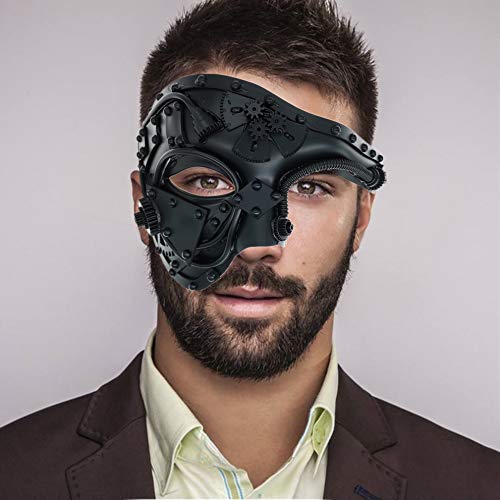 Steampunk Metal Cyborg Venetian Mask,Black Masquerade Mask For Halloween Costume Party/Phantom Of The Opera/Mardi Gras Ball steampunk buy now online