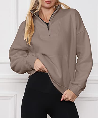 Trendy Queen Half Zip Pullover Quarter Zip Sweatshirts Workout Hoodies Womens Oversized Sweaters Casual Fall Outfits Clothes 2023 Fashion #TOP4