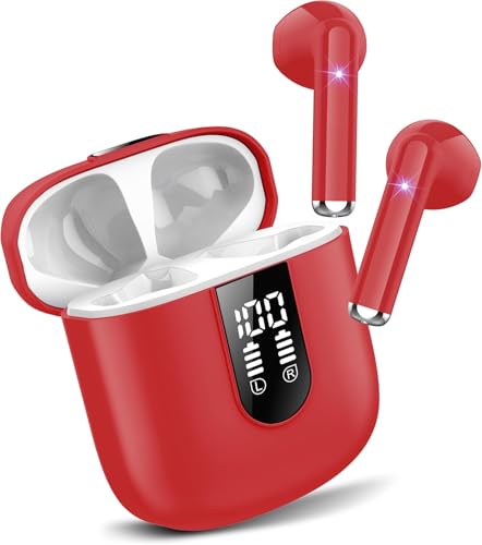 Jesebang Auriculares Bluetooth, Auriculares 5.4 con estéreo HiFi Inmersivo, Auricular con 4 HD Mic, Mini Auriculares Bluetooth IP7 Impermeables, Auriculares Inalámbricos para iPhone/Samsung,LED,30