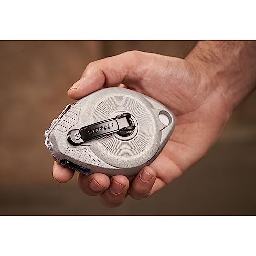 Stanley Schlagschnur 0-47-100 (30m, wetterfestes Aluminiumgehäuse, ausklappbare & arretierbare Kurbel, auch als Senklot verwendbar)