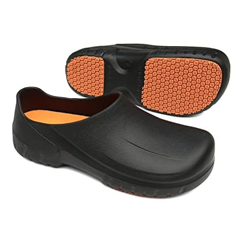 Haifago Men's Non Slip Chef Shoes, Men Professional Waterproof Slip Resistant Work Shoe for Kitchen Restaurant Hospital Black Cover