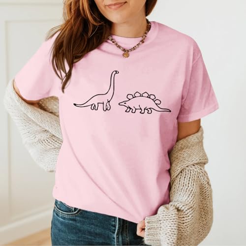 Dinosaur Shirt Women Cute Graphic Tees Funny Dino Shirts for Teen Girls Cartoon Printed Cotton Tshirts Aesthetic Tops4