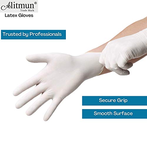 ALITMUN ProCare Latex Examination Hand Gloves, Pack of 100, Large Size, Medical Disposable Gloves Non-Sterile and Less Powdered, White, Surgical Gloves (Image - 6)