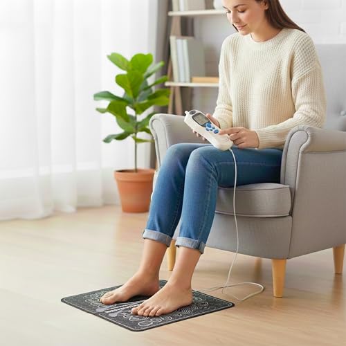 Image of ONESTA EMS Foot Massager Mat with Digital Controller | Electric Foot Massage Pad with Multiple Modes & Adjustable Intensity | Relaxation & Muscle Comfort | Portable & USB Rechargeable