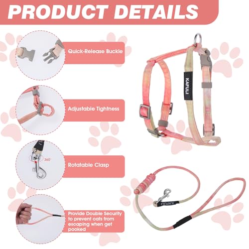 BOHUIZ Cat Harness and Leash for Walking Escape Proof Adjustable Soft Harnesses and Leash Set Easy to Wear Kitten Harness for Travel Training and Walking(Orange) - Thumbnail 5
