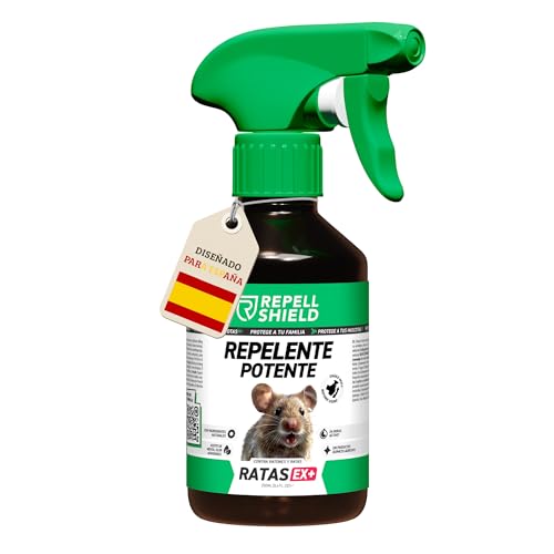 RepellShield® Repelente Ratas y Ratones -250ml- No Mancha, Fácil de Usar - Seguro para Niños y Mascotas - Resultados Visibles 7-10 días - Spray Ahuyentador de Ratas y Ratones - Aceite de Menta