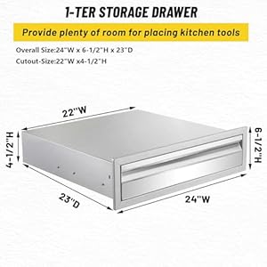 Outdoor kitchen drawer stainless steel single drawer 24w 65h 23d double wall outdoor kitchen drawer kitchen cabinet grill station or grill island  urban country home decor