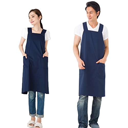 【K1620SET】K1620&KD0096エプロン男女ペアセット【日本製】(女紺・男紺) E