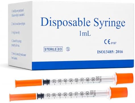 1ml/cc 31G Syringe 5/16" (8mm) Needle, Disposable Individual Pack...