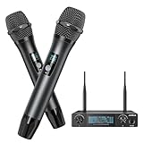 Wireless Karaoke Microphone, Metal UHF Handheld Microphone, Dual Professional Microfono Inalambrico Mic System,200ft Range, Wireless Microphones for Karaoke Singing,Church,Speech,Wedding.