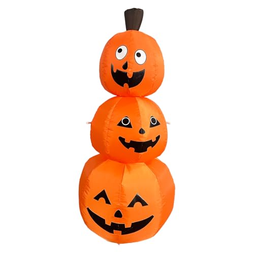 Riethmüller Inflatable gestapelte Kürbisse 60x60x120 cm - Halloween Deko Outdoor & Indoor - Kürbis Figur mit Gebläse Lichteffekte - inkl. Heringe & Seile Orange/ Schwarz