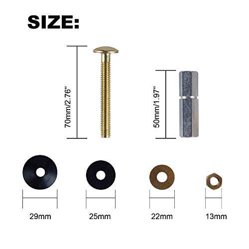 Hibbent Universal Toilet Tank to Bowl Gaskets with 3 Sets Brass Hardware Kits Fits Most 2-Inch 2.5-Inch Flush Valve Opening 2-Piece Toilet Tanks - image 7