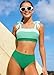 KANGKANG Girls Swimsuits Size 14-16 Green Color Block Adjustable Straps 2 Piece Set Swimsuits for Teen Girl Bikini Size 15 Bathing Suits for Girls Size 16