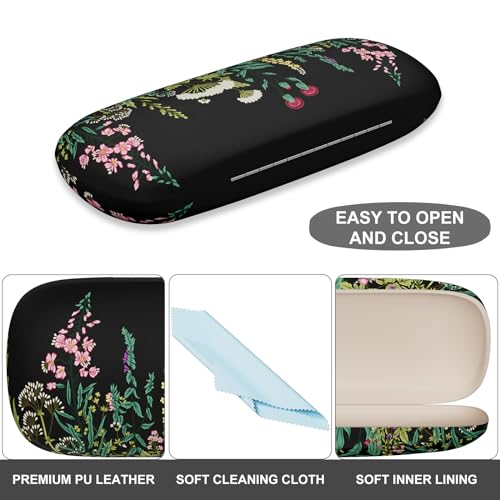 Image of Eyeglasses Case, Portable Hard Shell Protective Case for Glasses, Eyeglass Holder Box for Women with Cleaning Cloth