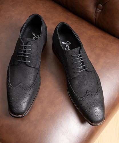 Image of Jousen Men's Dress Shoes Leather Wingtip Formal Business Oxford Shoes Brogue Retro Derby Dress Shoes for Men