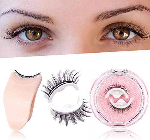 Self Adhesive Eyelashes,New Reusable Adhesive Eyelashes,2 PCS Reusable Eyelashes Self Adhesive and False Eyelash Applicator Tweezers Extensions Clips,Eyelashes Natural Look And Long Style (#036)