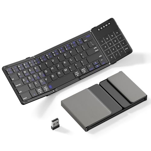 Teclado de viaje portátil inalámbrico 2 en 1 con teclado numérico para iPad y laptop