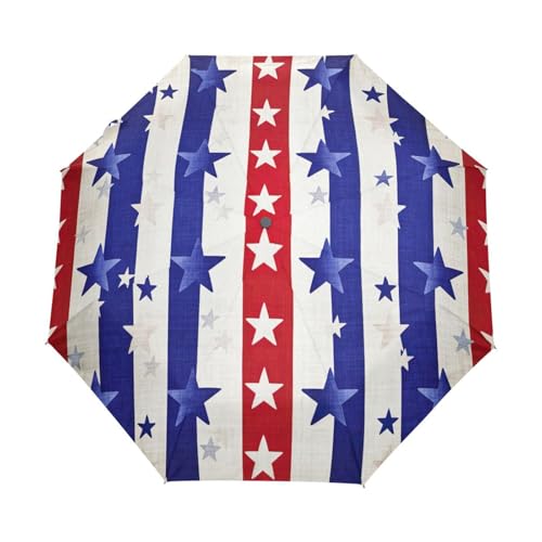 Parapluie compact pour sacs à dos et sacs à main, motif étoilé américain rouge bleu