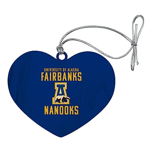 GRAPHICS & MORE University of Alaska, Fairbanks Nanooks Logo Heart Love Wood Christmas Tree Holiday Ornament