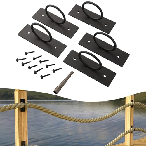 Support de corde en acier inoxydable circulaire noir pour barrière extérieure - 6