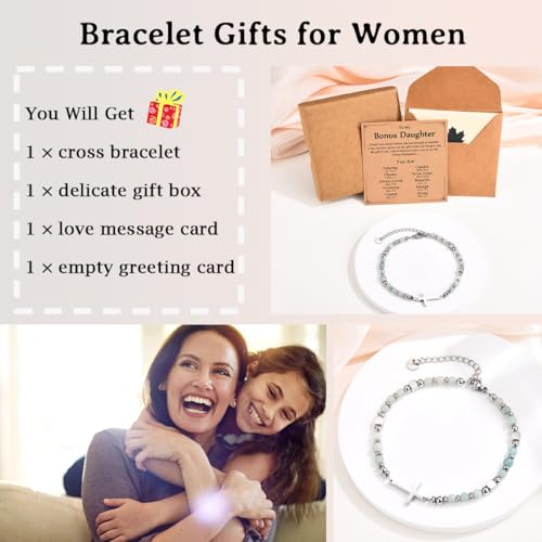 Image of Religious Cross Bracelet for Women Girls, Christian Gifts for Daughter Granddaughter Sister in Christ Friend Niece on Birthday Christmas Easter Valentines Day Graduation