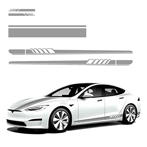 Qianbao Car Side Sticker Rear View Mirror Stickers Auto Hood Sticker Body Racing Sports Decals Set Stripe Graphics Body Sports Decoration Decals 5Pcs Gray #TOP29