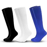 ZXOLDZX 3 Pairs Kids Soccer Socks Striped Knee High Tube Socks Football Uniform Sports Socks for Boys Girls...