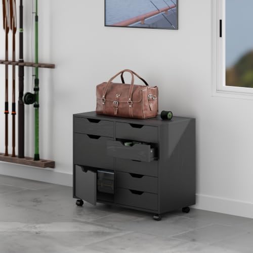 Image of Winsome Halifax Mobile Storage Cabinet with Doors & Drawers, Stylish & Functional Home Storage Cabinet for Filing, Kitchen Organization, Moveable Furniture for Office, Dorms, Apartments