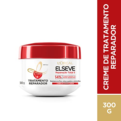 L'Oréal Paris Elseve Creme de Tratamento Reparador Reparação Total 5, Restaura e dá Brilho aos Fios