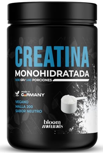 Creatina Monohidratada en Polvo 500g – 146 Porciones – Creatina Monohidrato con Vitamina B6 – Malla 200, Sabor Neutro – Vegana – Envasada en Alemania - Creatine Monohydrate Powder