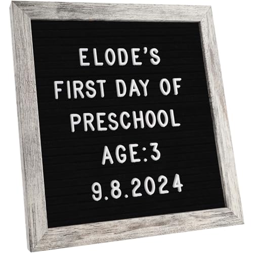 Image of C CRYSTAL LEMON Felt Letter Board 10x10 Inches – 336 Letters, Numbers & Symbols – Rustic Black Message Board with Wood Frame, Wall Mount & Display Stand