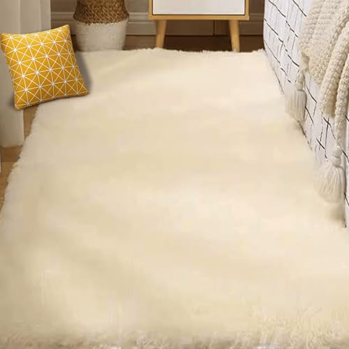 Tapis salon 280 x 310 cm lavable moderne fini les taches tenaces crème - 2