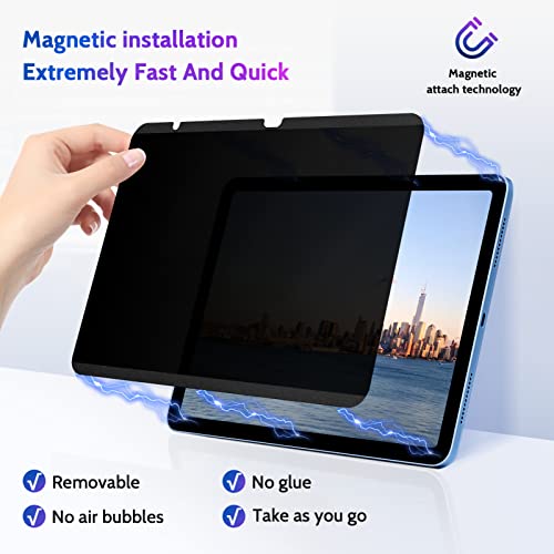 Image of Peslv Magnetic Privacy Screen Protector for iPad 10th 2022 10.9 inch & iPad 11th A16 2025 11 inch, Removable Anti Blue Light Glare Spy Private Filter, High Sensitive Bubble-Free Black Security Screen