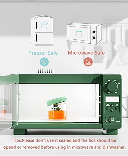 Glass Food Jars With Lids Set Of 6, 4Oz Small Glass Storage Containers, Stackable, Leak-Proof, Freezer To Microwave Safe, Blue #TOP1