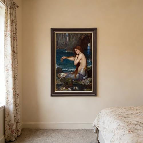 Impression sur toile de qualité musée Sirène Waterhouse avec cadre à suspendre