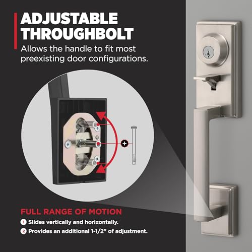 Kwikset Peralta Front Door Lock Handle and Deadbolt Set, Entry Handleset Exterior with Interior Reversible Lever, Satin Nickel, Pick Resistant SmartKey Rekey Deadbolt Security by Kwikset - Image 8