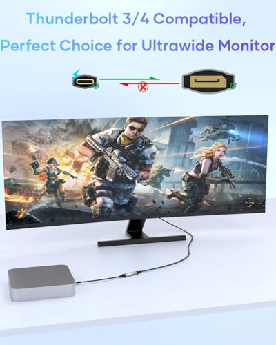 Nersligek USB C auf DisplayPort Adapter, 8K Typ-C Stecker auf DisplayPort 1.4 Buchse, 8K@60Hz, 4K@144Hz… – Ansicht 2