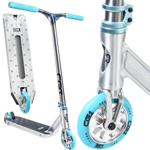 CORE Patinete Trick Tret Roller de 110 mm, ruedas ABEC 9 I para principiantes y profesionales, a partir de 5 años, altura de 78 a 96 cm, incluye pegatina Fantic26 (Park CG1 H = 81 cm (plata cepillada