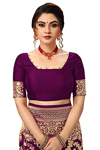 Image of TRENDMALLS Women's Banarasi Silk Saree with Unstitched Blouse Piece