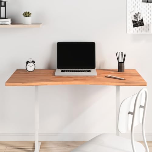 LAPOOH Tablero de Escritorio Madera Maciza de Haya 110x(50-55) x2,5 cm, Tablero de Mesa, Tableros para Escritorios, Tableros para Mesas De Comedor, Encimera Cocina - 356055