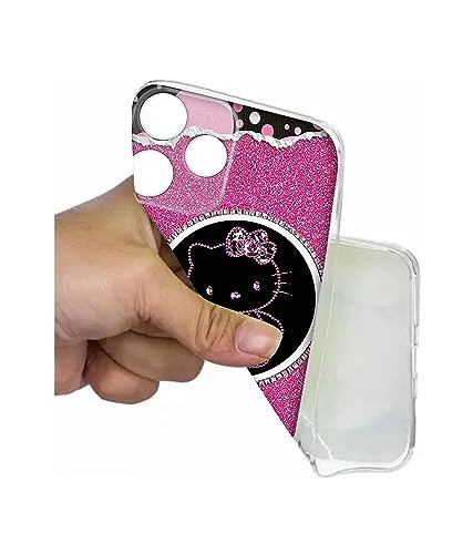 Image of Amazon Brand- Solimo Kitty with Glitter Printed Silicon Soft TPU Back Case Cover for Tecno Spark 10C 4G